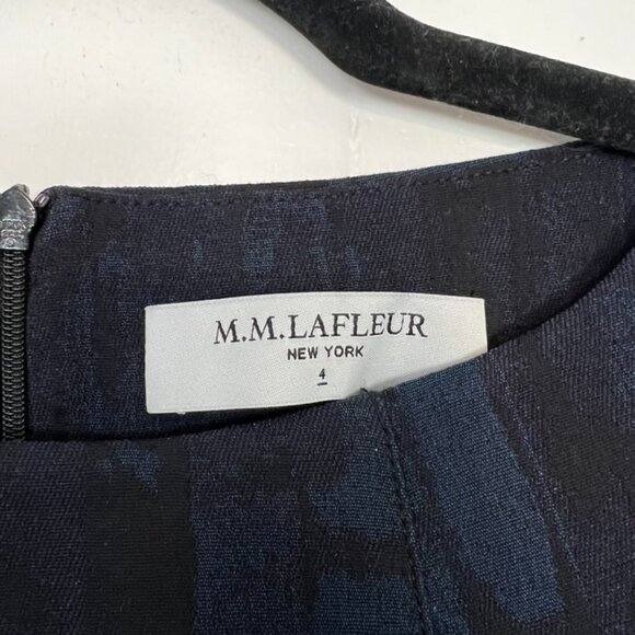 M.M.Lafleur New York Navy Black Pockets Sheath Dress 4 Small - Picture 2 of 5